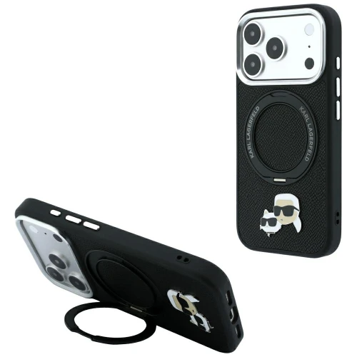 Etui Karl Lagerfeld Ring Stand 360 Karl Choupette Heads Pin do iPhone 18 Pro / 17 Pro do MagSafe, czarne