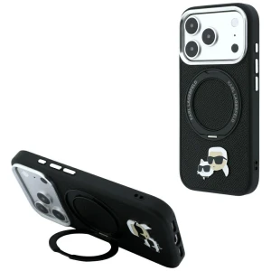 Etui Karl Lagerfeld Ring Stand 360 Karl Choupette Heads Pin do iPhone 18 Pro Max / 17 Pro Max do MagSafe, czarne