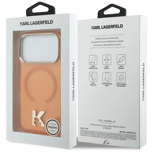 Etui Karl Lagerfeld IML K Head do iPhone 18 Pro / 17 Pro do MagSafe, pomarańczowe