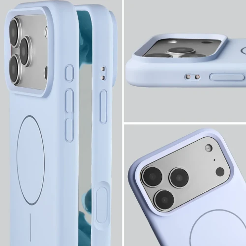 Silikonowe etui z pierścieniem magnetycznym Bizon Soft Case Magnetic do iPhone 18 Pro Max / 17 Pro Max, jasnoniebieskie (6/8)