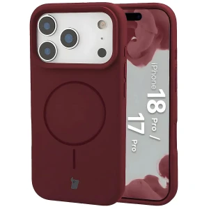 Silikonowe etui z pierścieniem magnetycznym Bizon Soft Case Magnetic do iPhone 18 Pro / 17 Pro, burgundowe