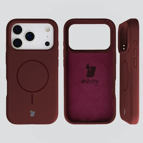 Silikonowe etui z pierścieniem magnetycznym Bizon Soft Case Magnetic do iPhone 18 Pro / 17 Pro, burgundowe (5/8)