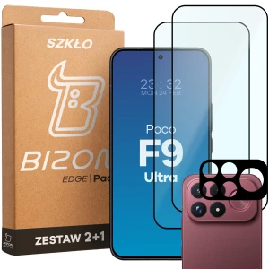 2x Szkło + szybka na aparat Bizon Glass Edge Pack do Xiaomi POCO F9 Ultra