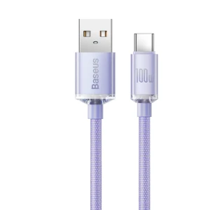 OUTLET: Kabel Baseus Crystal Shine 100W 5A USB-A do USB-C 1,2m, fioletowy