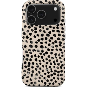 OUTLET: Etui Burga Almond Latte Tough Magnetic do iPhone 17 Pro, beżowe z czarnymi kropkami