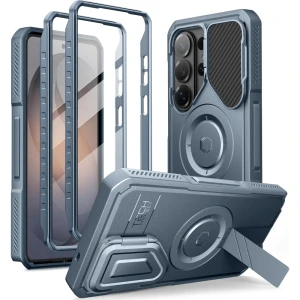 OUTLET: Etui z osłoną aparatu Tech-Protect Kevlar MagSafe 2-set do Galaxy S26 Ultra z dwoma ramkami, niebieskie