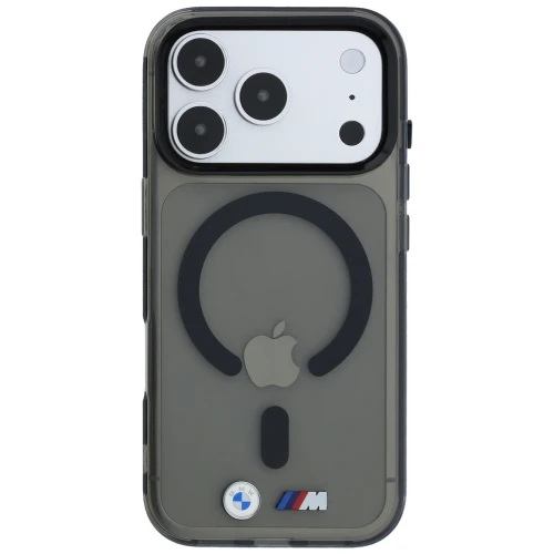 Etui BMW M IML Frosted Metal Logo Trims MagSafe do iPhone 18 Pro / 17 Pro, przezroczysto czarne (3/8)
