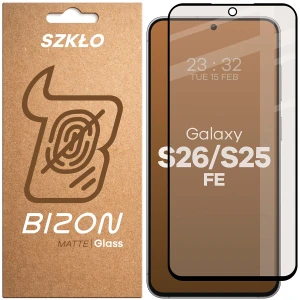 Matowe szkło hartowane Bizon Glass Matte do Galaxy S26 FE / S25 FE, czarna ramka