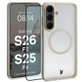 Etui z pierścieniem magnetycznym + szkło hartowane Bizon MatteO Pack do Galaxy S26 FE / S25 FE, przydymione-beżowe (1/9)