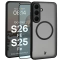 Etui z pierścieniem magnetycznym + szkło hartowane Bizon MatteO Pack do Galaxy S26 FE / S25 FE, przydymione-czarne (1/9)