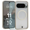 Etui z pierścieniem magnetycznym + szkło hartowane Bizon MatteO Pack do Google Pixel 11 Pro XL / 10 Pro XL, przydymione-beżowe (1/9)