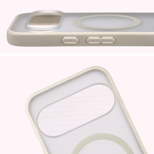 Etui z pierścieniem magnetycznym + szkło hartowane Bizon MatteO Pack do Google Pixel 11 Pro XL / 10 Pro XL, przydymione-beżowe (5/9)