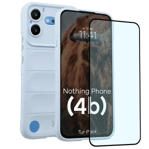 Pancerne etui + szkło hartowane Bizon Tur Pack do Nothing Phone (4b), jasnoniebieskie