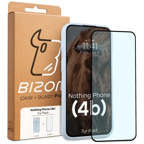 Pancerne etui + szkło hartowane Bizon Tur Pack do Nothing Phone (4b), jasnoniebieskie (10/10)