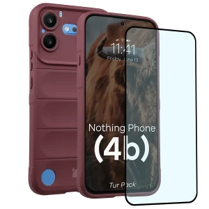 Pancerne etui + szkło hartowane Bizon Tur Pack do Nothing Phone (4b), burgundowe
