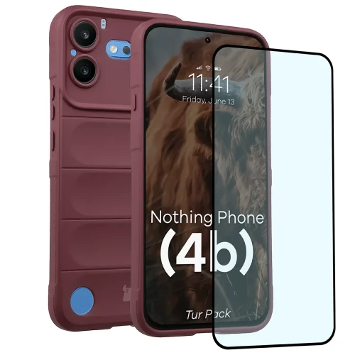 Pancerne etui + szkło hartowane Bizon Tur Pack do Nothing Phone (4b), burgundowe (1/10)