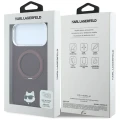 Etui Karl Lagerfeld Ring Stand 360 Choupette Head Pin do iPhone 18 Pro / 17 Pro do MagSafe, burgundowe