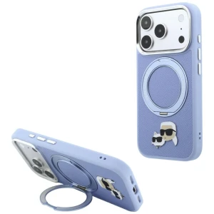 Etui Karl Lagerfeld Ring Stand 360 Karl Choupette Heads Pin do iPhone 18 Pro / 17 Pro do MagSafe, niebieskie