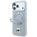 Etui Karl Lagerfeld Ring Stand 360 Karl Head Pin do iPhone 18 Pro / 17 Pro do MagSafe, szare
