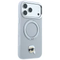 Etui Karl Lagerfeld Ring Stand 360 Karl Head Pin do iPhone 18 Pro / 17 Pro do MagSafe, szare