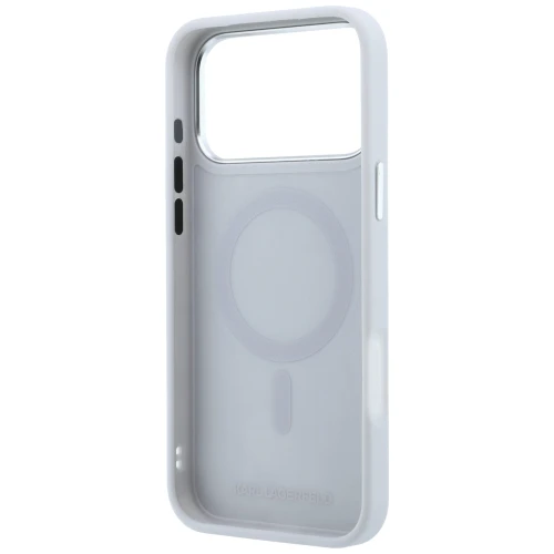 Etui Karl Lagerfeld Ring Stand 360 Karl Head Pin do iPhone 18 Pro / 17 Pro do MagSafe, szare