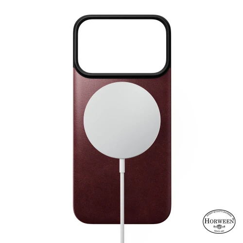 Skórzane etui Nomad Magnetic Leather Back Horween Series do MagSafe do iPhone 18 Pro / 17 Pro, burgundowe (5/8)