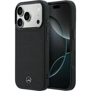 Etui Mercedes-Benz Leather Mesh Bow Line do iPhone 18 Pro Max / 17 Pro Max, do MagSafe, czarne