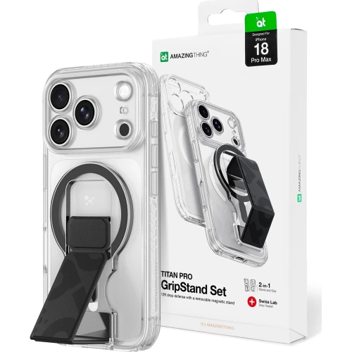 Etui AmazingThing Titan Pro Lens Stand Set do iPhone 18 Pro Max, przezroczyste (1/8)