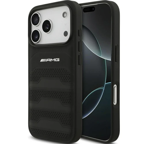 Etui Mercedes-Benz AMG Leather Debossed Lines Logo do iPhone 18 Pro / 17 Pro, czarne (1/8)