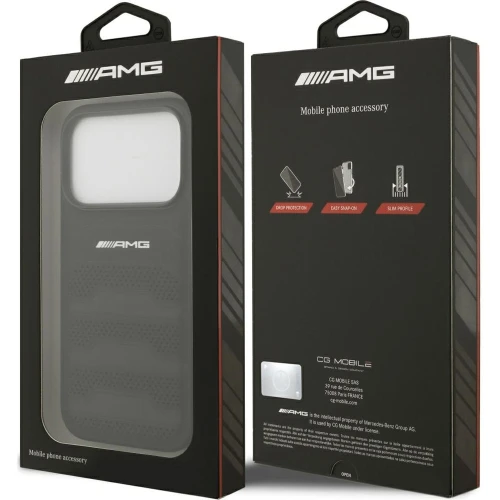 Etui Mercedes-Benz AMG Leather Debossed Lines Logo do iPhone 18 Pro / 17 Pro, czarne (8/8)