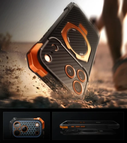 Etui pancerne Supcase UB Grip Mag Aramid (CC) do MagSafe do iPhone 18 Pro Max / 17 Pro Max, czarno-pomarańczowe (2/11)