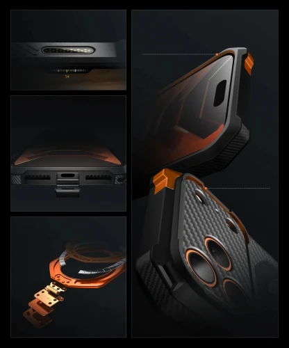 Etui pancerne Supcase UB Grip Mag Aramid (CC) do MagSafe do iPhone 18 Pro Max / 17 Pro Max, czarno-pomarańczowe (3/11)