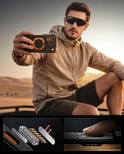 Etui pancerne Supcase UB Grip Mag Aramid (CC) do MagSafe do iPhone 18 Pro Max / 17 Pro Max, czarno-pomarańczowe (4/11)