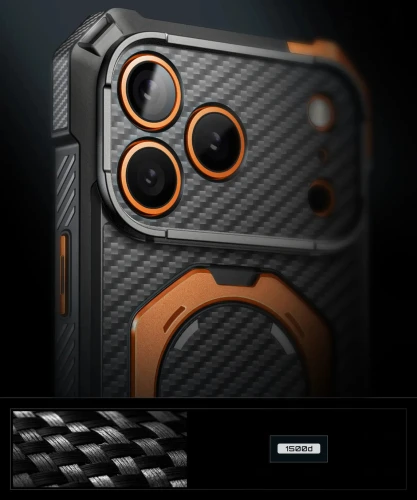 Etui pancerne Supcase UB Grip Mag Aramid (CC) do MagSafe do iPhone 18 Pro Max / 17 Pro Max, czarno-pomarańczowe (7/11)