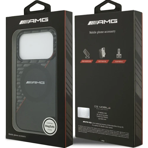 Etui Mercedes AMG IML Double Layer Rhombs do MagSafe do iPhone 18 Pro / 17 Pro, półprzezroczysto-czarne (8/8)