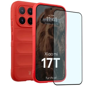 Pancerne etui + szkło hartowane Bizon Tur Pack do Xiaomi 17T, czerwone