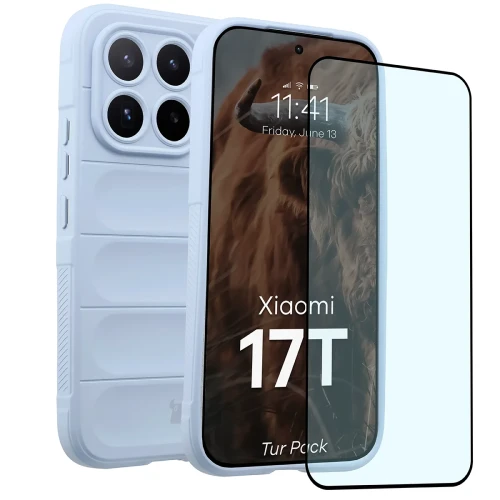 Pancerne etui + szkło hartowane Bizon Tur Pack do Xiaomi 17T, jasnoniebieskie (1/10)
