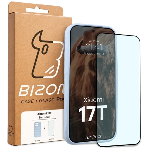 Pancerne etui + szkło hartowane Bizon Tur Pack do Xiaomi 17T, jasnoniebieskie (10/10)