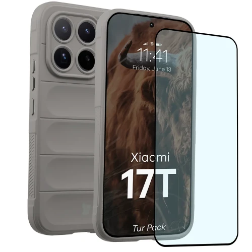 Pancerne etui + szkło hartowane Bizon Tur Pack do Xiaomi 17T, jasnoszare (1/10)