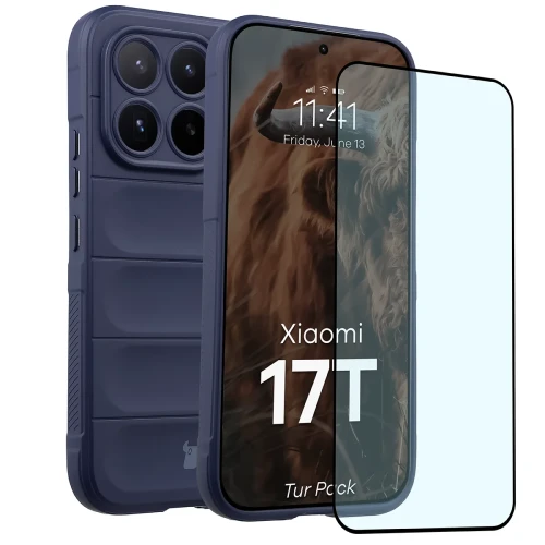 Pancerne etui + szkło hartowane Bizon Tur Pack do Xiaomi 17T, granatowe (1/10)