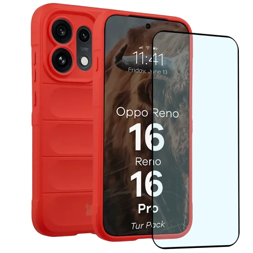 Pancerne etui + szkło hartowane Bizon Tur Pack do Oppo Reno16 / Reno16 Pro 5G, czerwone (1/10)