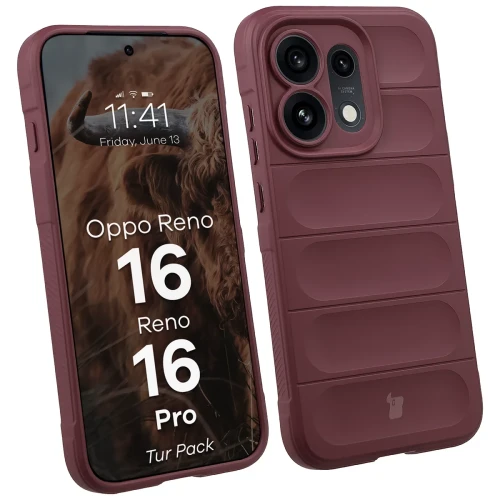 Pancerne etui + szkło hartowane Bizon Tur Pack do Oppo Reno16 / Reno16 Pro 5G, burgundowe (3/10)