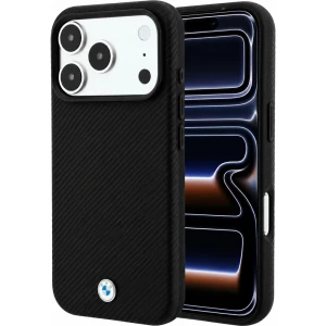 Etui BMW Sign Kevlar Metal Logo MagSafe do iPhone 18 Pro Max / 17 Pro Max, czarne