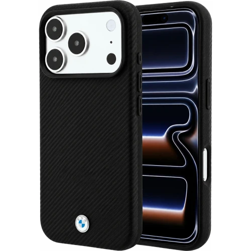 Etui BMW Sign Kevlar Metal Logo MagSafe do iPhone 18 Pro Max / 17 Pro Max, czarne (1/7)