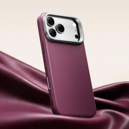 Etui skórzane z podstawką ESR Atelier Kickstand do MagSafe do iPhone 18 Pro / 17 Pro, burgundowe (4/9)