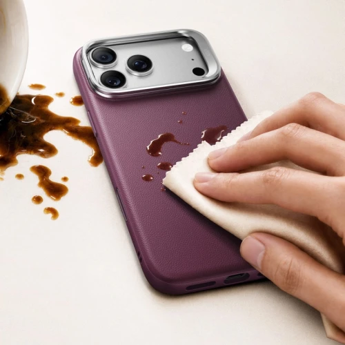 Etui skórzane z podstawką ESR Atelier Kickstand do MagSafe do iPhone 18 Pro / 17 Pro, burgundowe (6/9)