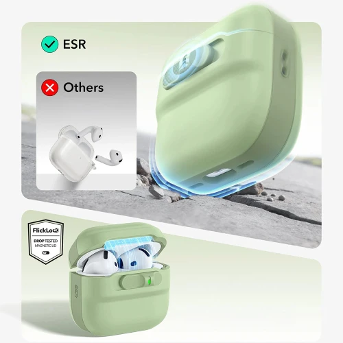 Etui ESR FlickLock Magnetic Case do MagSafe do Apple AirPods 4, Apple AirPods 5, zielone (4/10)