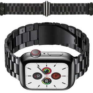 Pasek ze stali nierdzewnej Bizon Strap Watch Aura do Apple Watch 38/40/41/42 mm, czarny