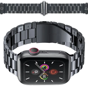 Pasek ze stali nierdzewnej Bizon Strap Watch Aura do Apple Watch 44/45/46/49 mm, czarny