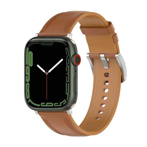 Skórzany pasek Bizon Strap Watch Casual do Apple Watch 44/45/46/49 mm, jasnobrązowy (1/5)